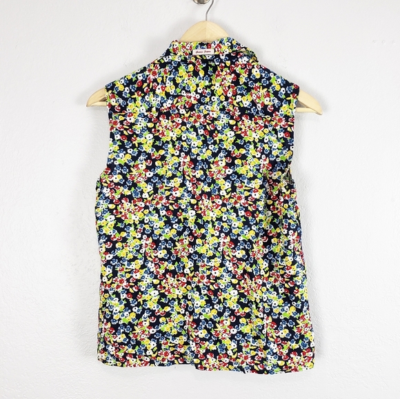 Vintage 90s Guess USA Floral Button Sleeveless Top - Picture 3 of 17